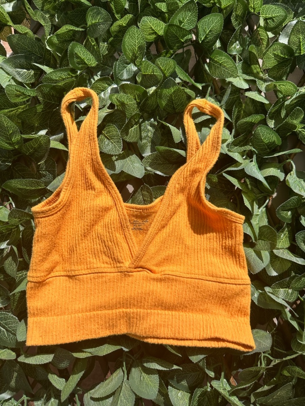 Out From Under UO Sunburst Orange Ribbed V-Neck Bra